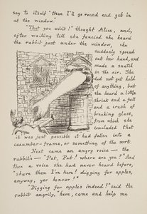 Alice probeert het Witte Konijn te grijpen, illustratie uit Alice